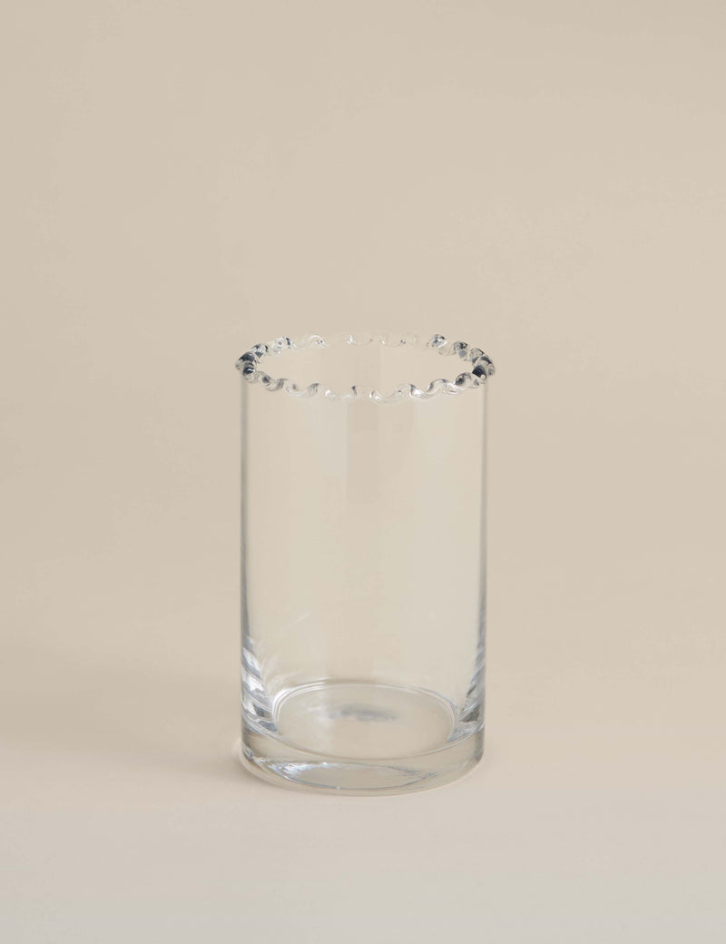 Small cylinder frill top glass vase 15cm (British brand)