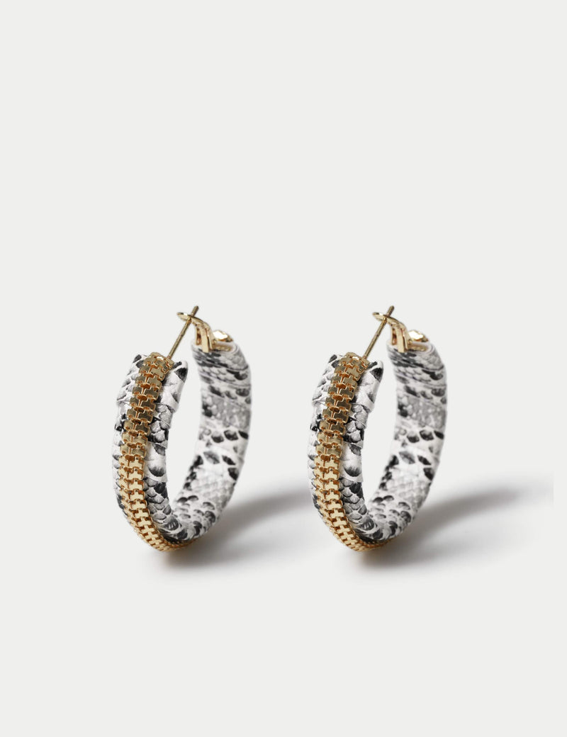 Snake chain hoop earrings with hinged fastening, imported from the UK