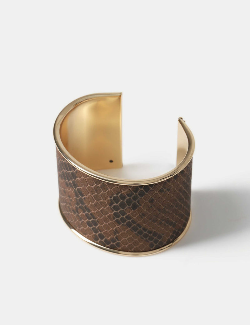 Bracelet manchette serpent matériaux mixtes, version Royaume-Uni