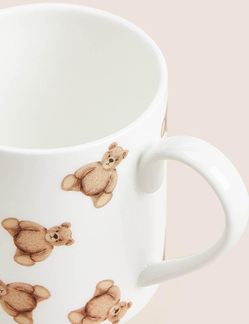 Spencer Bear ceramic mug with repeat pattern 390ml (British brand)