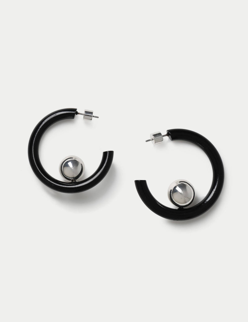 Sphere hoop earrings made of zinc alloy and acrylic, UK version