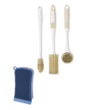 Silicone cleaning brushes and sponges in beige, blue, grape - British product