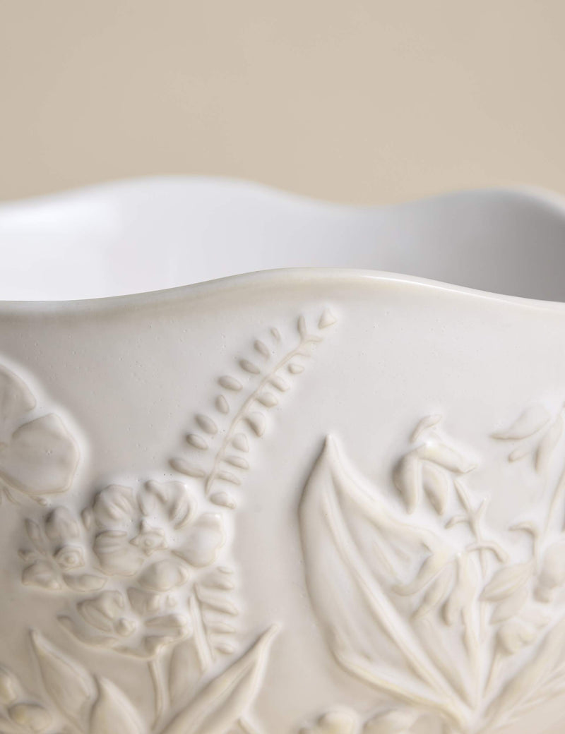 Spring Meadow footed serving bowl stoneware - British product