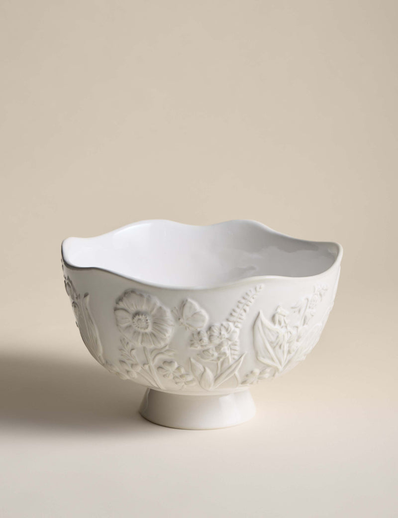 Spring Meadow footed serving bowl stoneware - British product