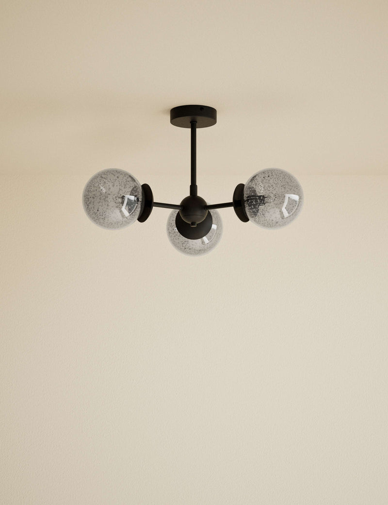 Sputnik bubble glass three-arm flush ceiling light 51 cm - British product