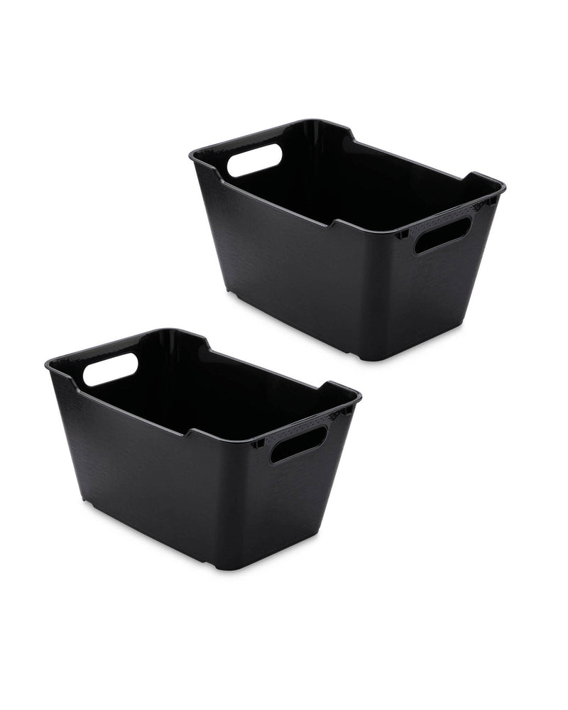 Stackable Storage Box with Handles - 11L, 2-Pack 5.5L, 3-Pack 1.7L (Black/White)