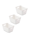 Stackable Storage Box with Handles - 11L, 2-Pack 5.5L, 3-Pack 1.7L (Black/White)