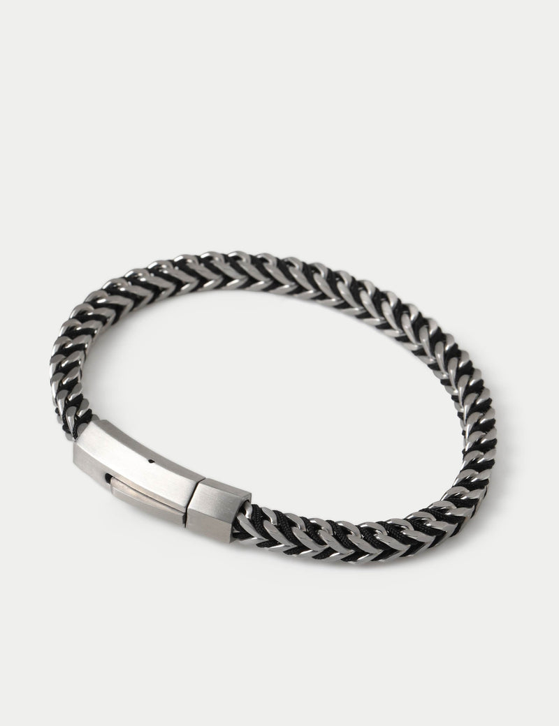 Stainless steel cord and chain bracelet with magnet fastening - British product