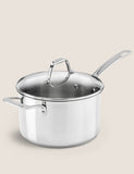 Stainless Steel 20cm Large Saucepan with glass lid (British brand)