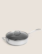 M&S Stainless Steel 28cm Large Non-Stick Sauté Pan- Buy online at McGrocer