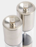 Stainless steel salt and pepper mills (British brand)
