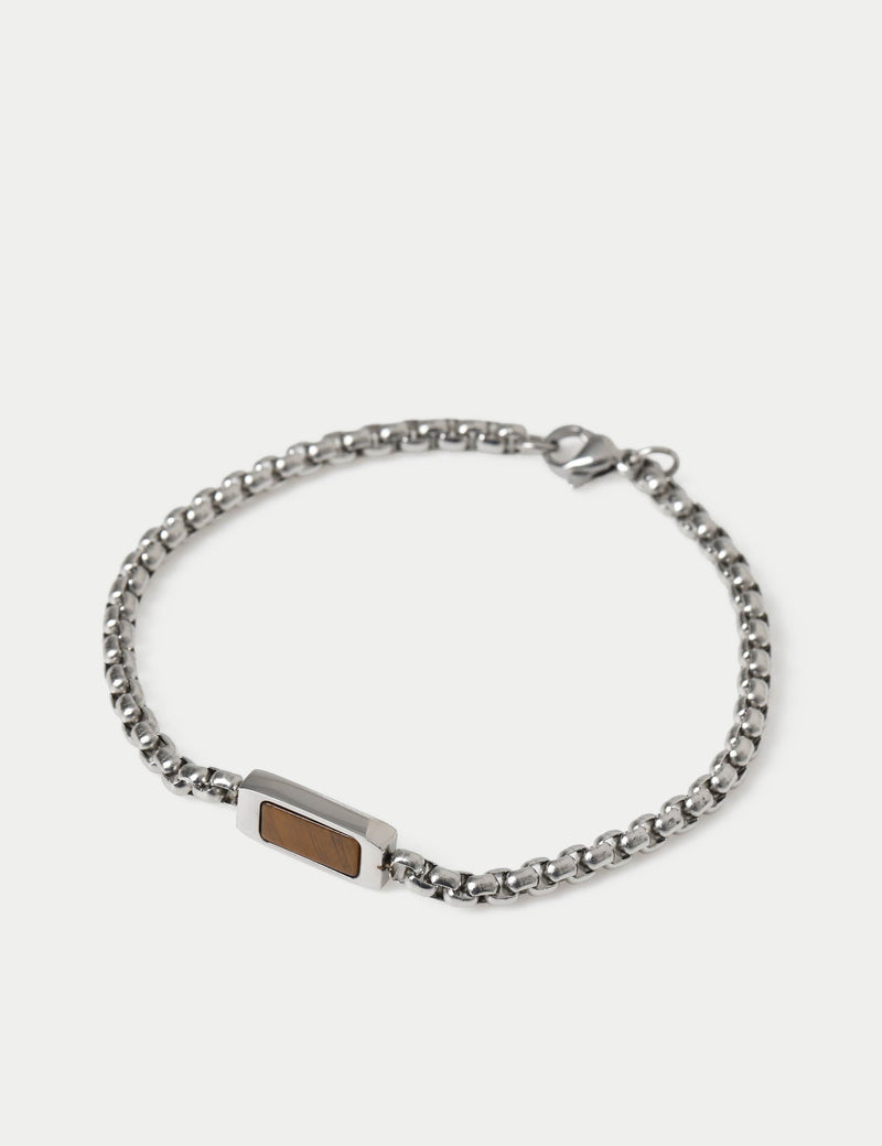 Tigers Eye bracelet stainless steel natural stone (British brand)