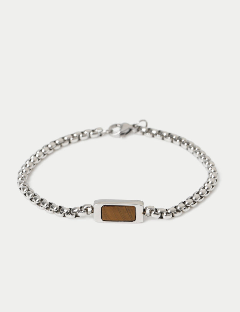 Tigers Eye bracelet stainless steel natural stone (British brand)