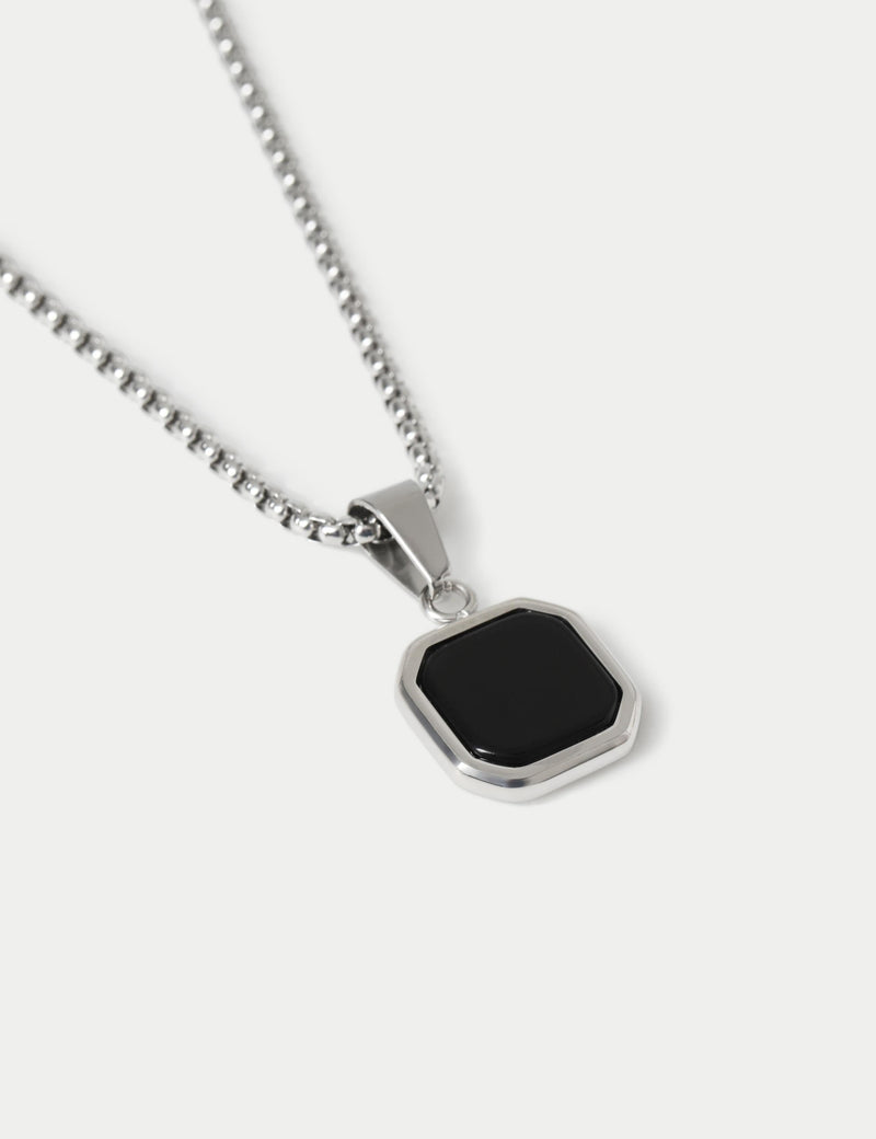 Stainless and onyx necklace, UK version