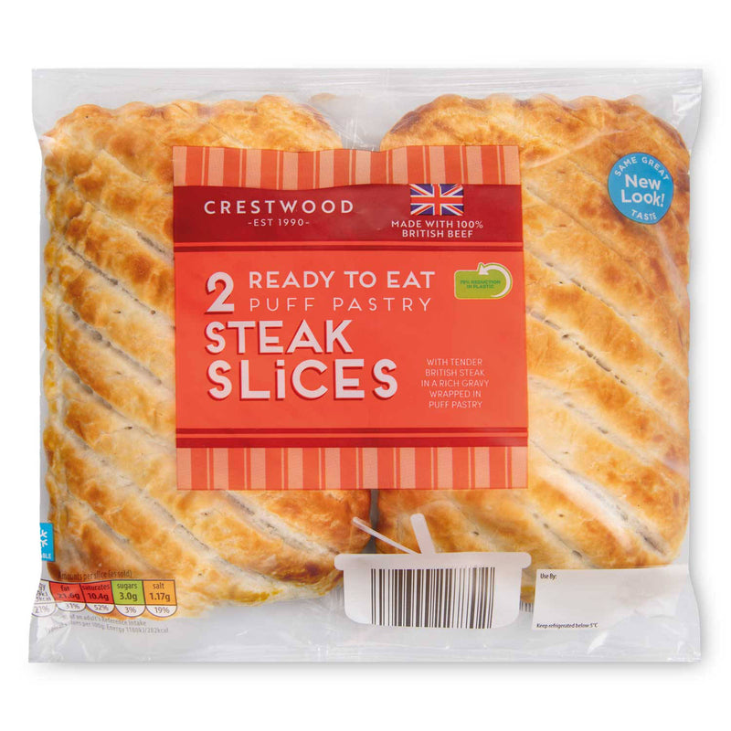 Steak slices with rich gravy in puff pastry, 2 pack, UK version