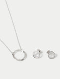 Sterling silver earring necklace set - British product
