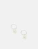 Accessorize sterling silver pearl drop hoop earrings - British product
