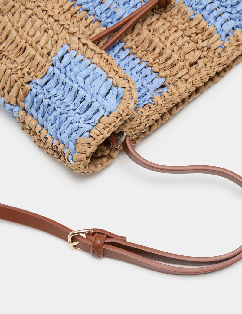 M&S straw checkerboard cross body bag with adjustable strap, UK version