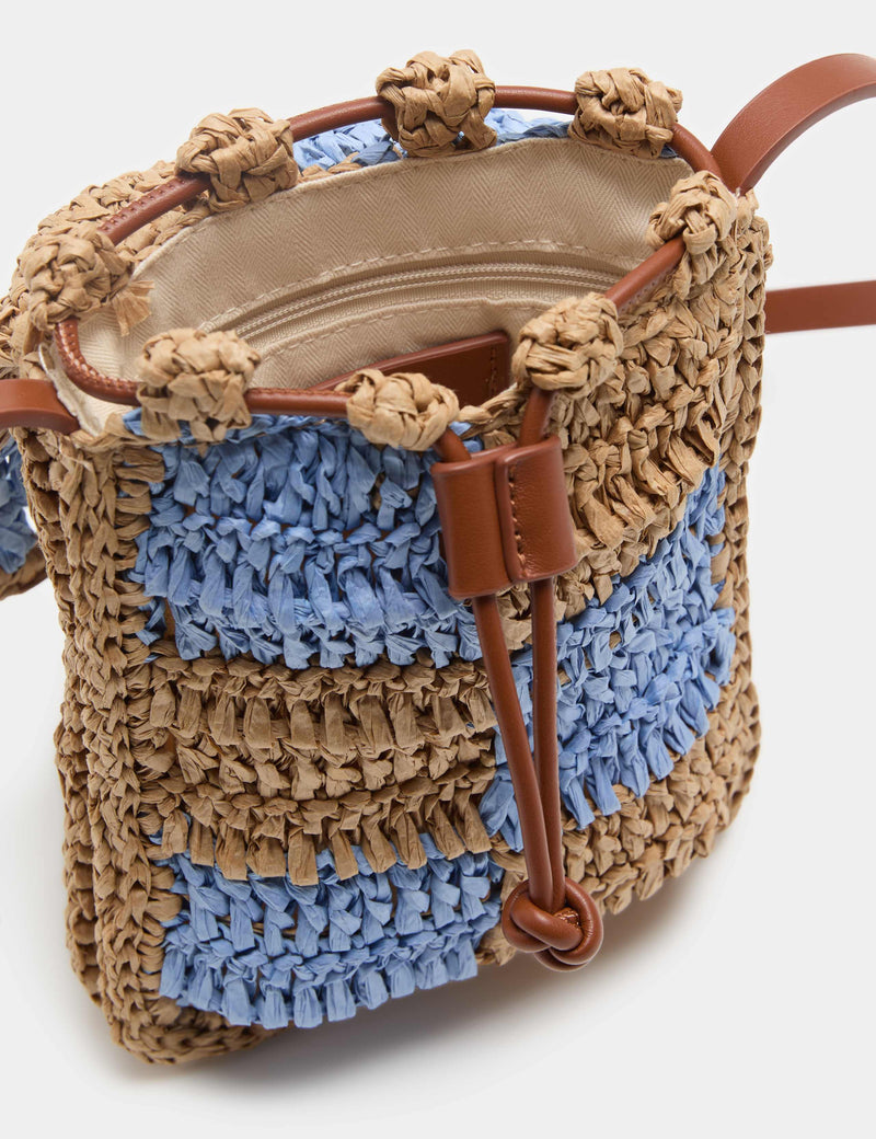 M&S straw checkerboard cross body bag with adjustable strap, UK version