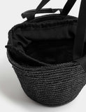 M&S straw drawstring bucket bag 21cm, imported from the UK