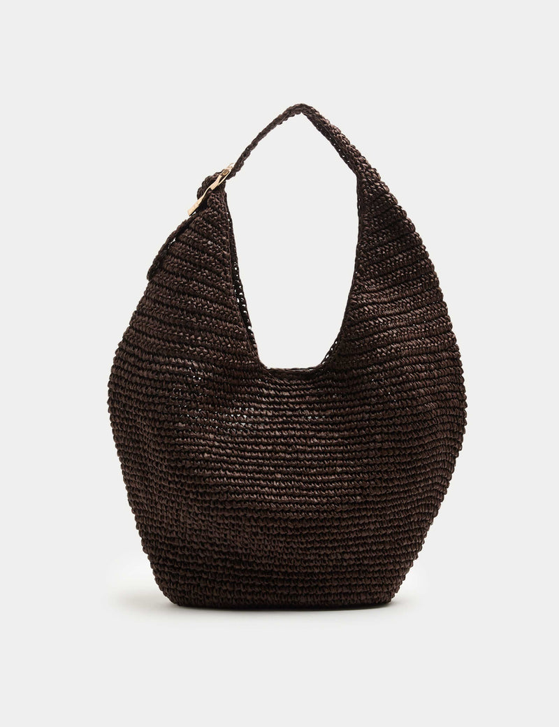 M&S straw shoulder bag with gold-tone buckle, imported from the UK