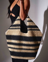 M&S South Beach Straw Woven Striped Tote Bag- Buy online at McGrocer