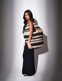 South Beach straw woven striped tote bag, imported from the UK