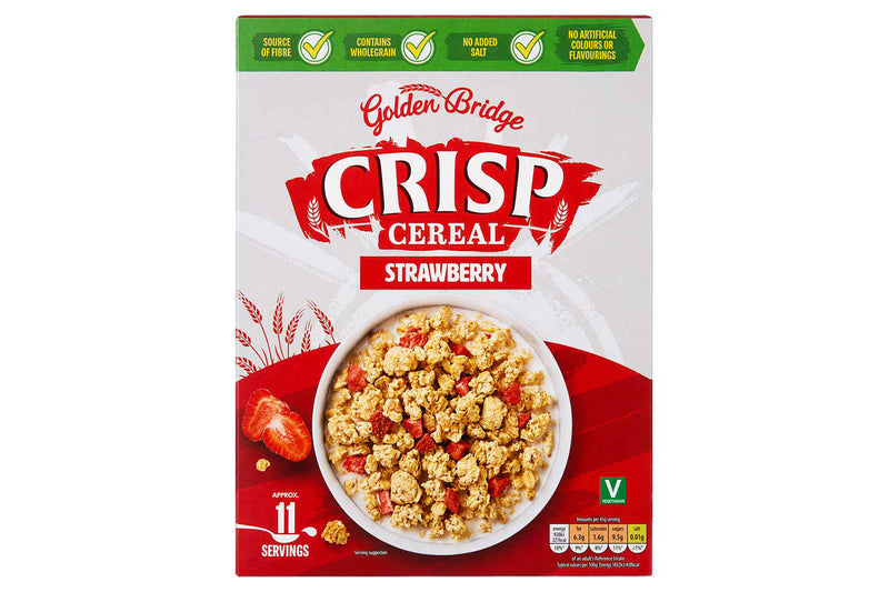 Strawberry Crisp Cereal, a vegetarian breakfast cereal, UK version