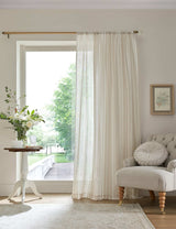 M&S Laura Ashley Stripe Sheer Voile Panel Slot Top Curtain- Buy online at McGrocer