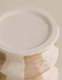 Hand-painted striped ceramic pillar candle holder 9.8 cm, imported from the UK