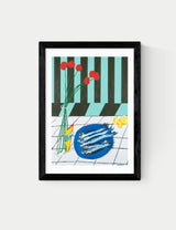 M&S East End Prints Striped Sardines Rectangle Framed Art 87.5 cm x 62.8 cm- Buy online at McGrocer