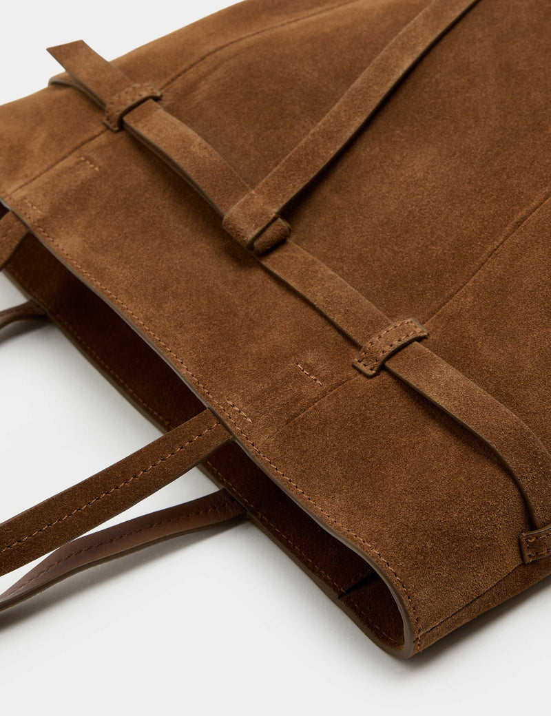 Autograph suede belted tote bag (British brand)