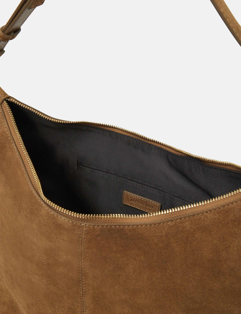 Accessorize suede shoulder bag with buckle strap (British brand)