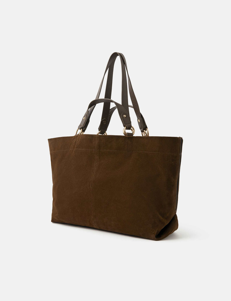 Suede multi handle tote bag genuine leather British brand