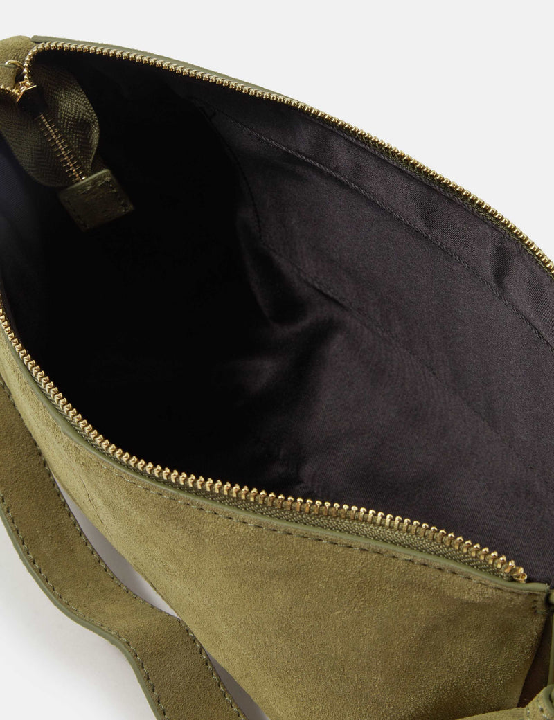 Accessorize suede shoulder bag with zip closure, imported from the UK