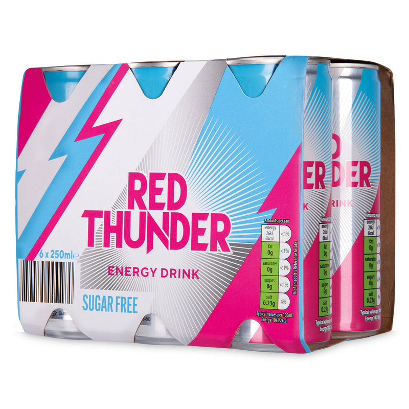 Sugar-free energy drink 6 pack with taurine and B vitamins, UK version