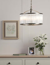 M&S Laura Ashley Sutton Metal & Glass 3 Light Pendant Light- Buy online at McGrocer