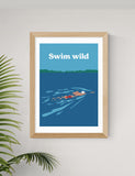 East End Prints Swim Wild framed art print Medium (British brand)