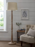 Clifton natural wood floor lamp with fabric shade (British brand)