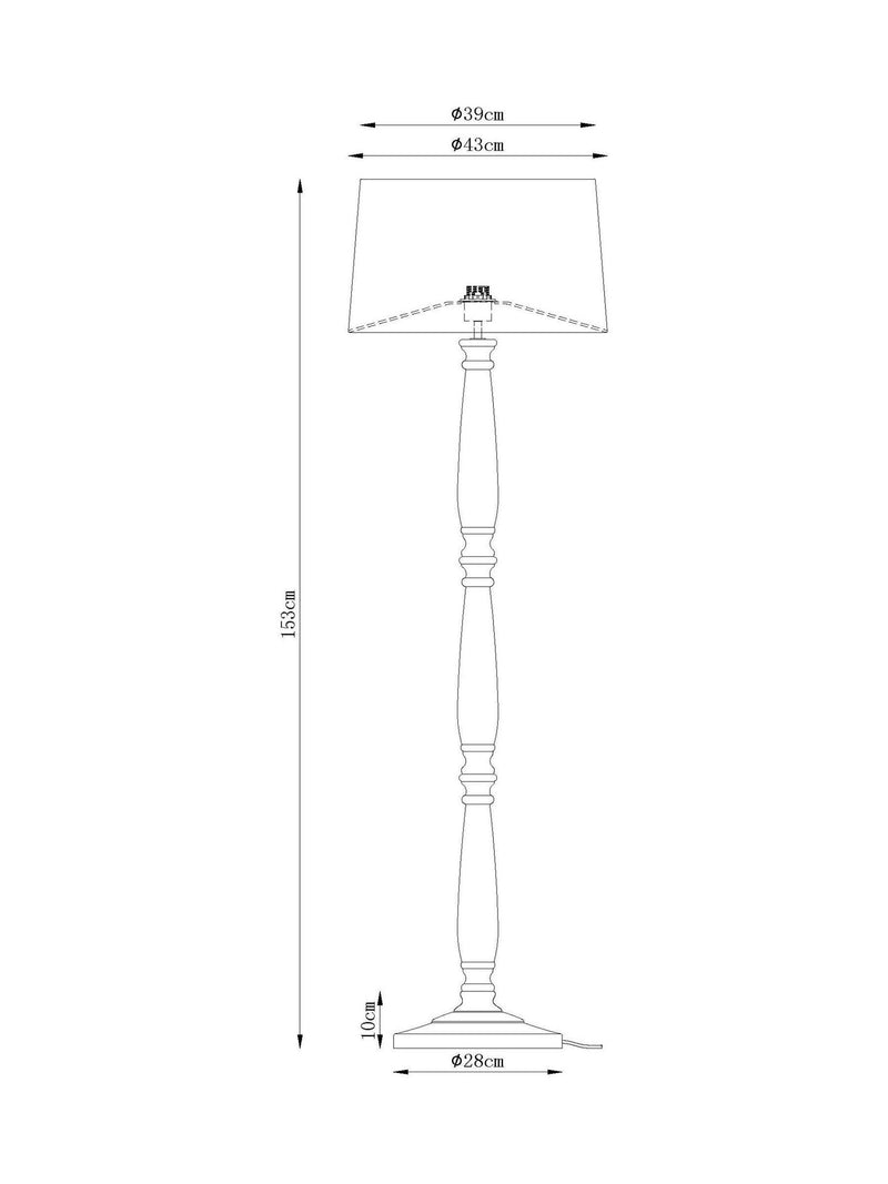 Clifton natural wood floor lamp with fabric shade (British brand)