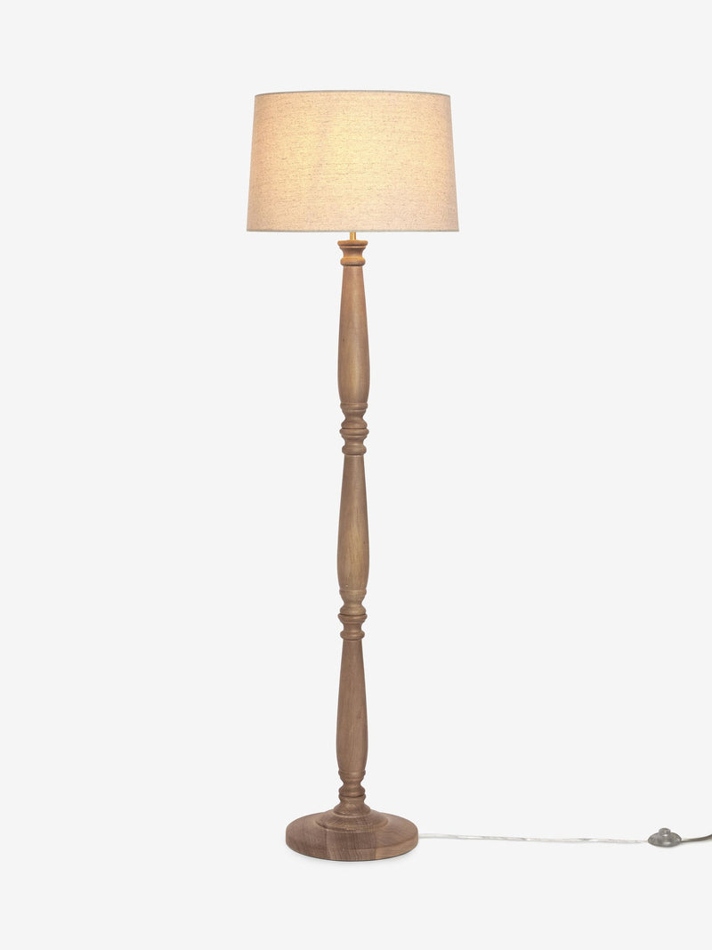 Clifton natural wood floor lamp with fabric shade (British brand)
