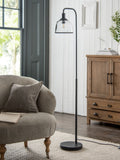 Black Gloucester floor lamp with glass shade 154cm, UK version