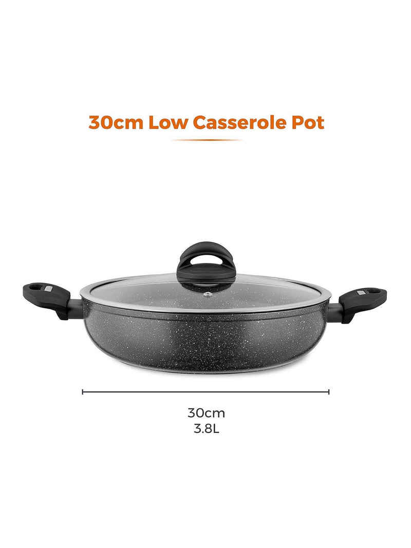 Tower Grey Cerastone 30cm low casserole pot with lid (British brand)