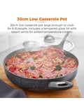 Tower Grey Cerastone 30cm low casserole pot with lid (British brand)