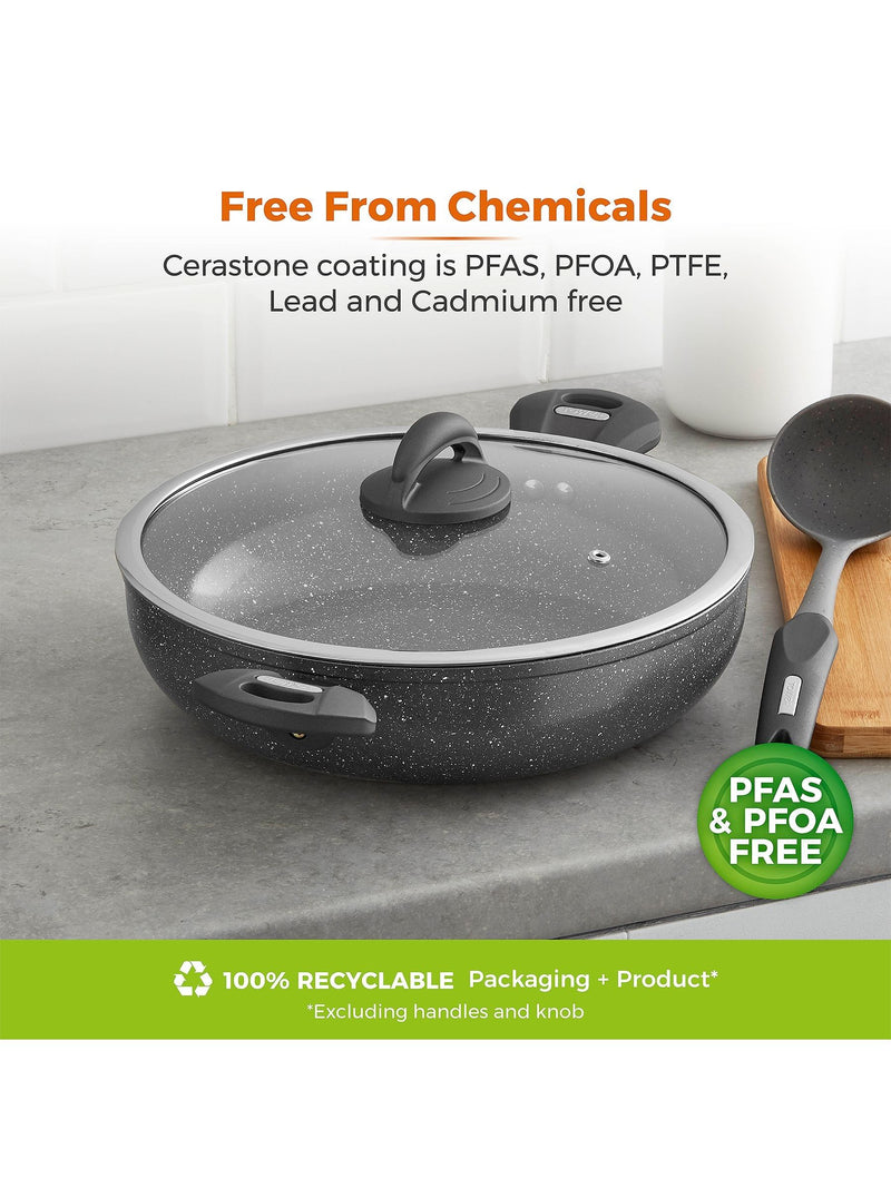 Tower Grey Cerastone 30cm low casserole pot with lid (British brand)