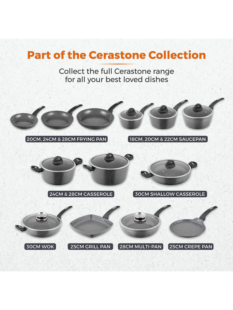 Tower Grey Cerastone 30cm low casserole pot with lid (British brand)