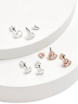 Next Rose Gold and Silver Tone Heart Stud Earrings 3 Pack- Buy online at McGrocer