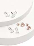Rose gold and silver heart stud earrings, 3 pack imported from UK