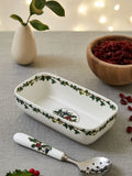 Portmeirion White Holly & Ivy Cranberry Dish And Slotted Spoon