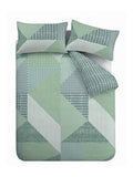 Catherine Lansfield Green Larsson Geo duvet cover and pillowcase set - British product